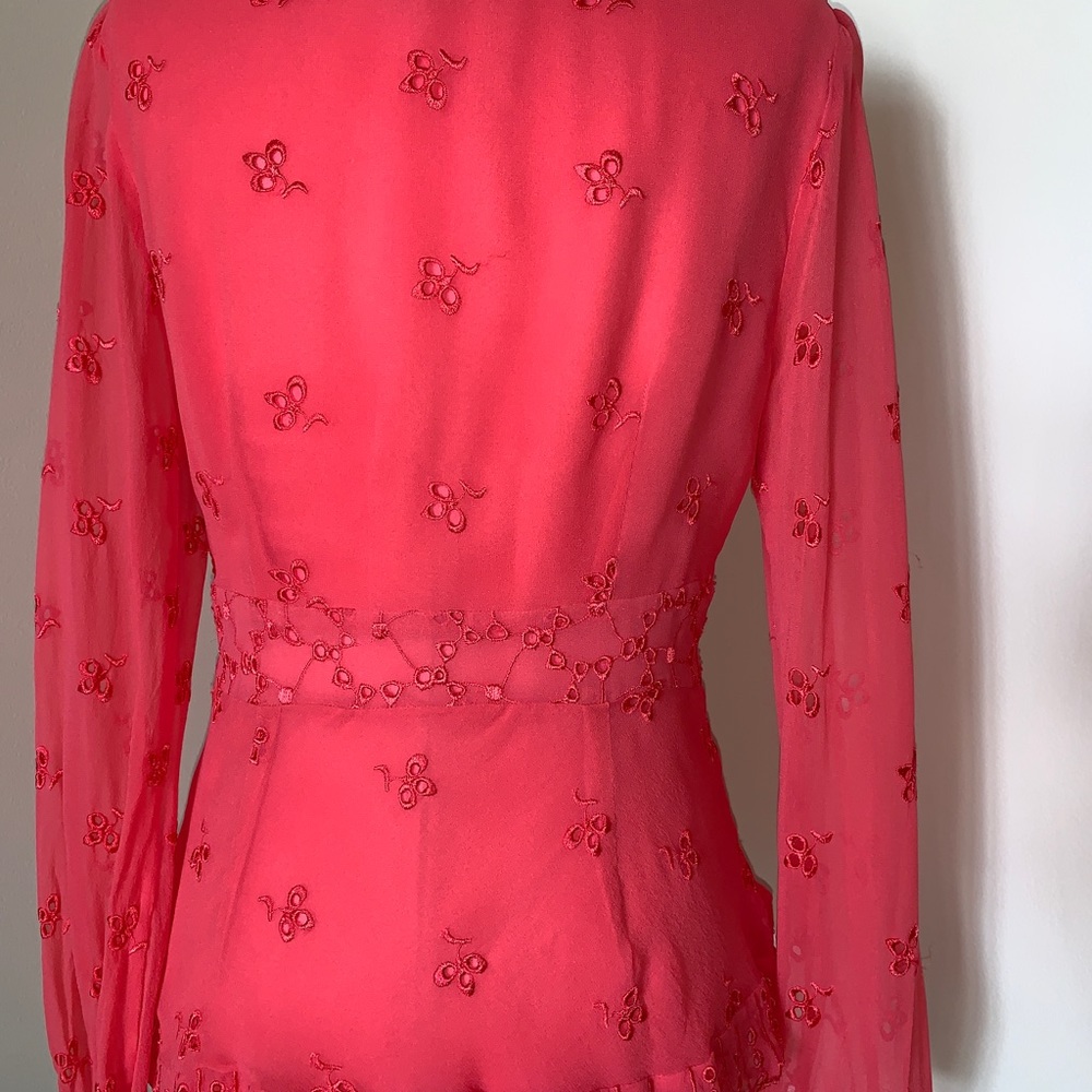 ICE 100% Silk Coral Beaded Embroidered Blouse - Picture 2 of 11